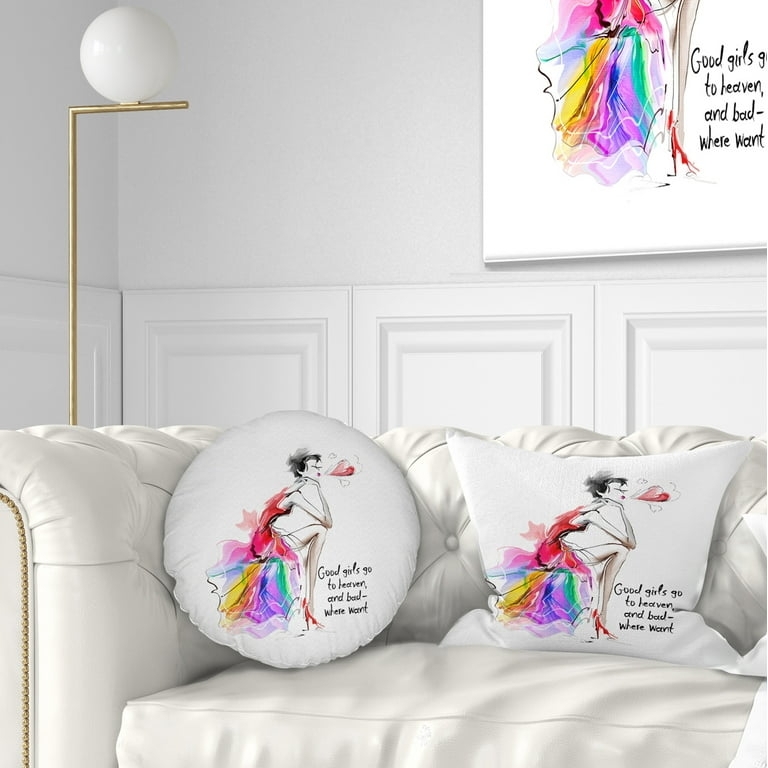 Lumbar Throw Pillow Abstract Portrait Pink And Blue Palette