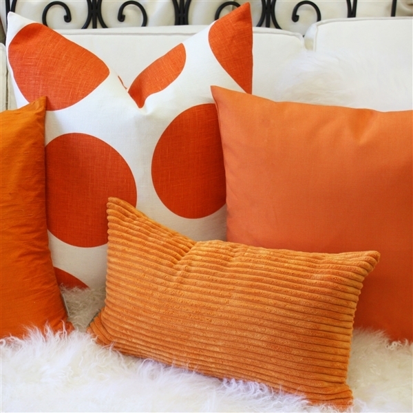 Lumbar Throw Pillow with Wide Wale Corduroy Texture, Mid-Century Style