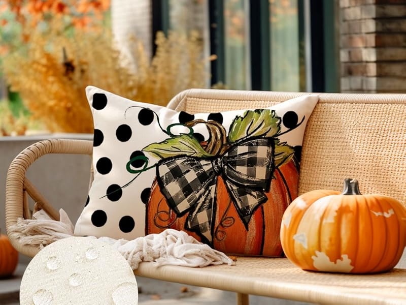 Lumbar Throw Pillows with Polka Dot Pumpkin Motif for Fall