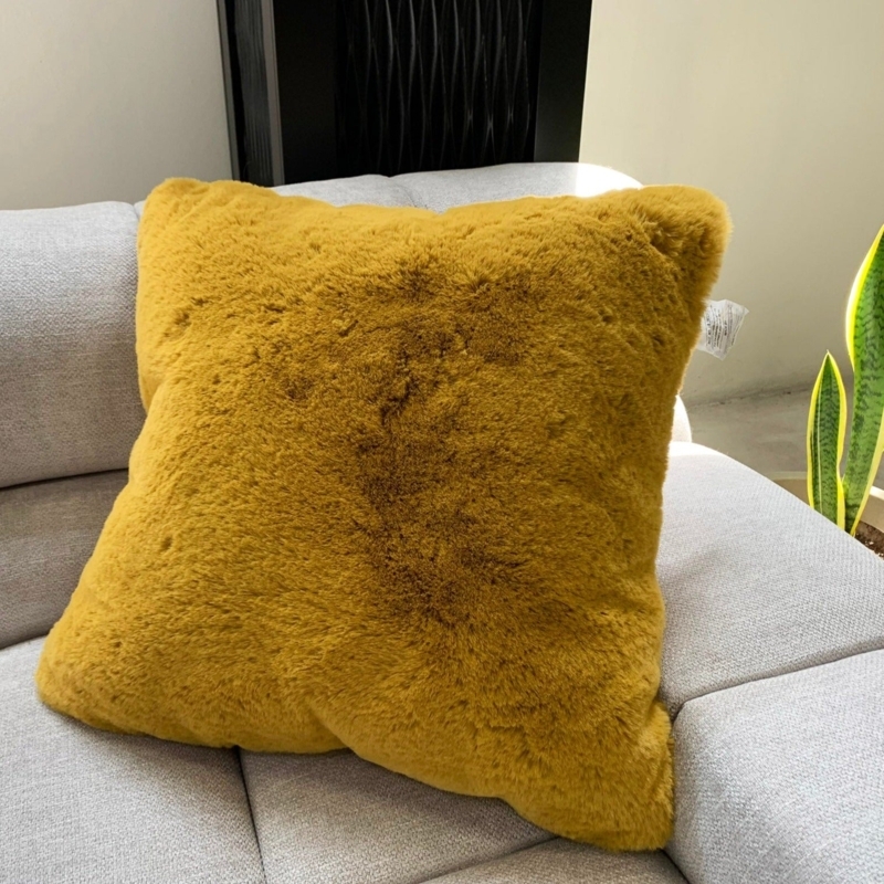 Luxury Faux Fur Pillow Decor, Dusty Blue Chinchilla Texture