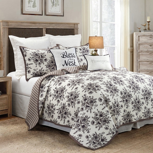 Lyla Floral Print Reversible Quilt Set - Full/Queen