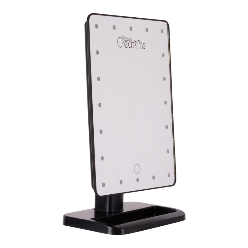 Makeup Mirror, Matte Black Frame, Integrated LED Bulbs, Touch Sensor