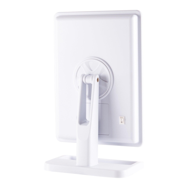 Makeup Mirror, White Frame, 20 Integrated LED Lights, Touch Sensor Base