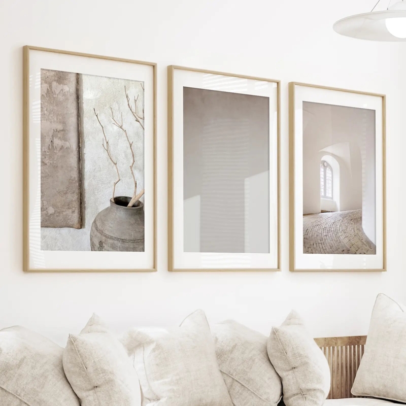 Matted Architectural Triptych: Wood Framed Photography Set