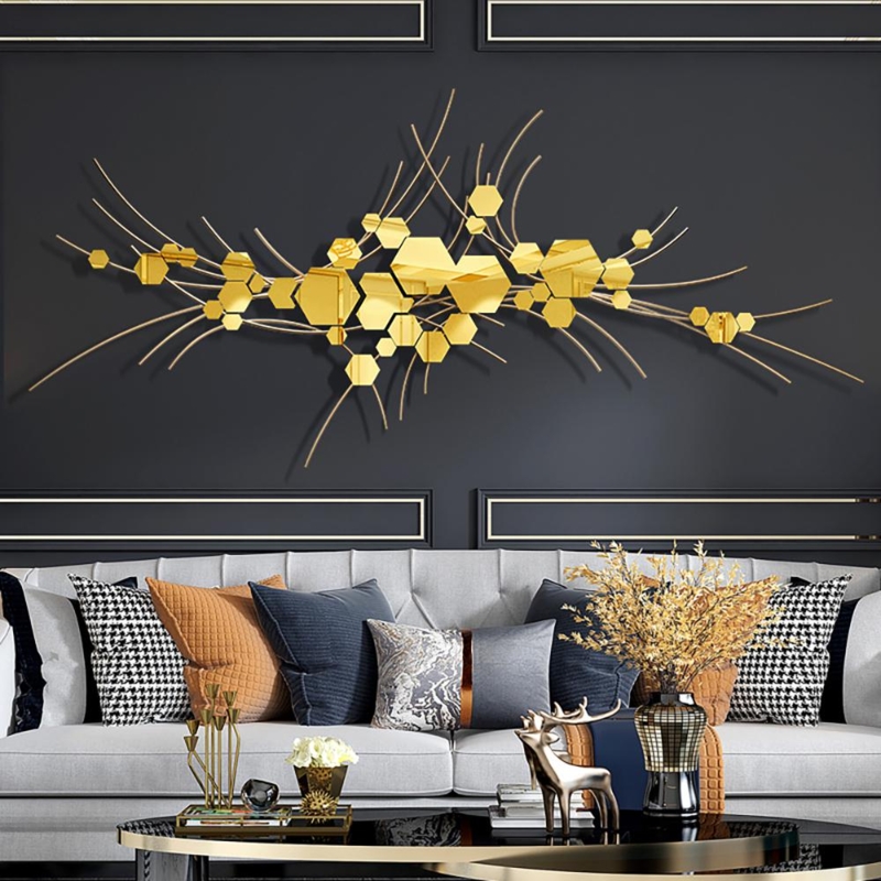 Metal Wall Art Horizontal Concentric Leaf Silhouette
