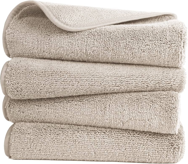 Microfiber Hand Towels, Beige Minimalist Linen Set