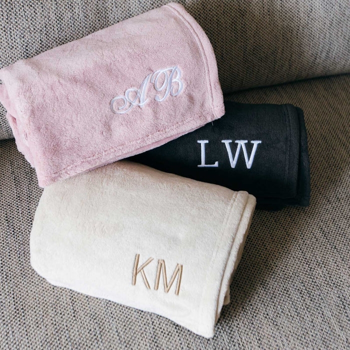Microplush Throw Blanket Blush Pink Custom Cursive Script