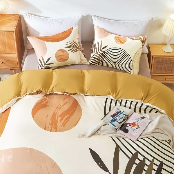 Mid Century Modern Bedding Set in Terracotta with Radial Sunburst Print