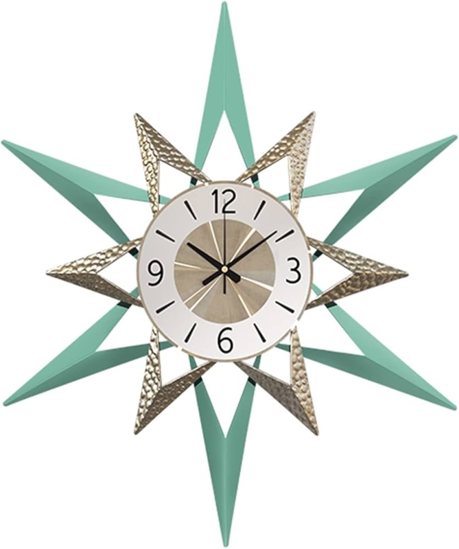 Mid Century Starburst Wall Clock Oversized Gold Sunburst
