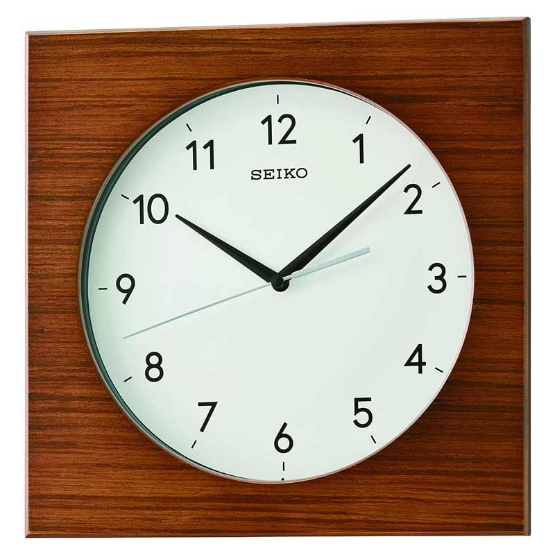 Mid-Century Style Wooden Wall Clock with Gold Hand Accent
