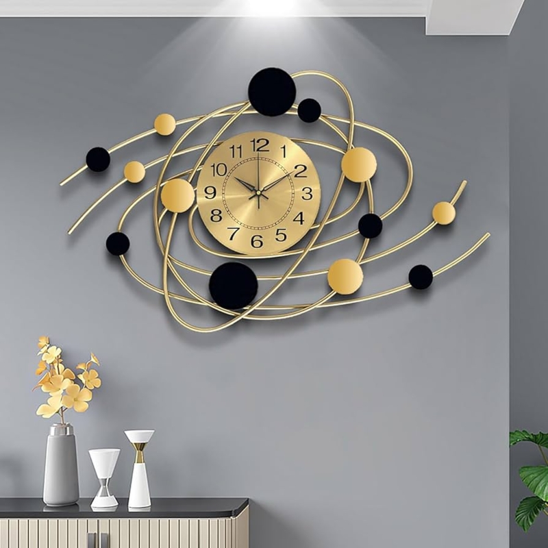 Minimalist Black Metal Wall Clock Open Frame Roman Numeral