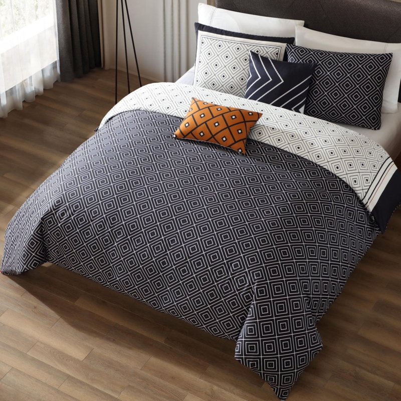 Minimalist Black White Comforter Set Reversible Tribal Print