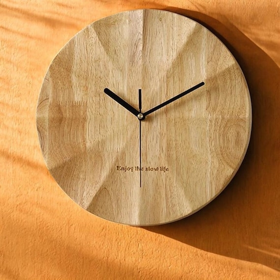 Minimalist Numberless Wall Clock highlighting Natural Wood Grain