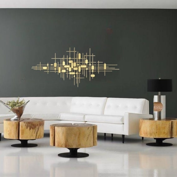 Minimalist Wall Art: Oversized Metal Triptych, Abstract Open Frame Lines