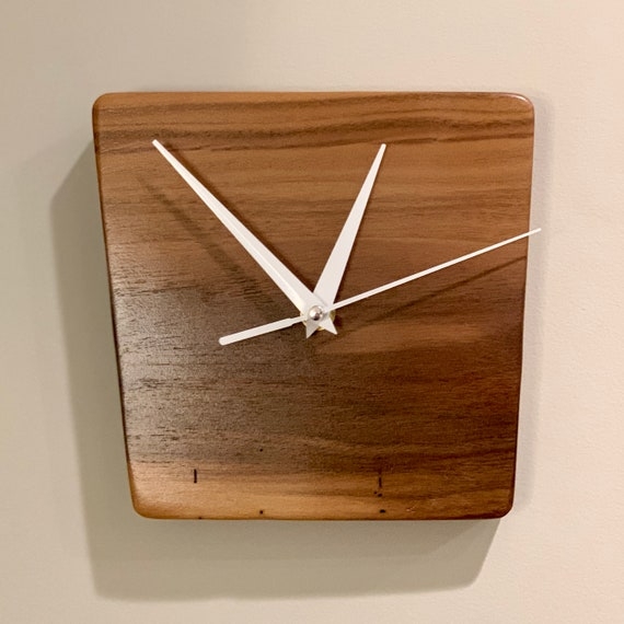 Minimalist Wall Clock, Rounded Square Shape, Light Wood Grain Face