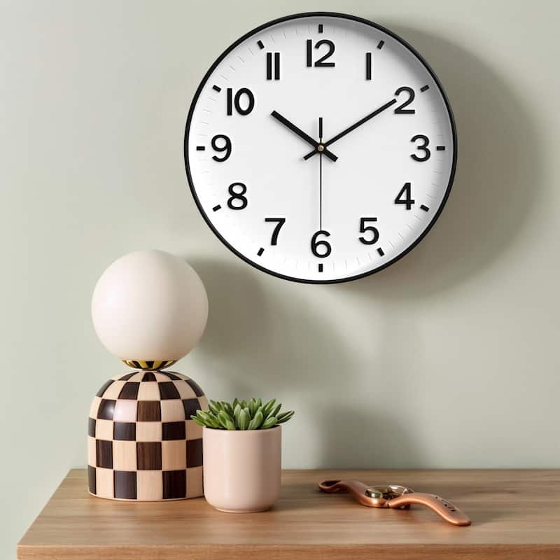 Minimalist Wall Clock Slim Profile Large Arabic Numerals Matte Finish