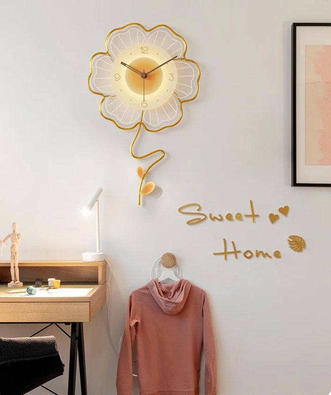 Minimalist Wall Clock Wood Petal Cutouts Numeric Free Dial Decor