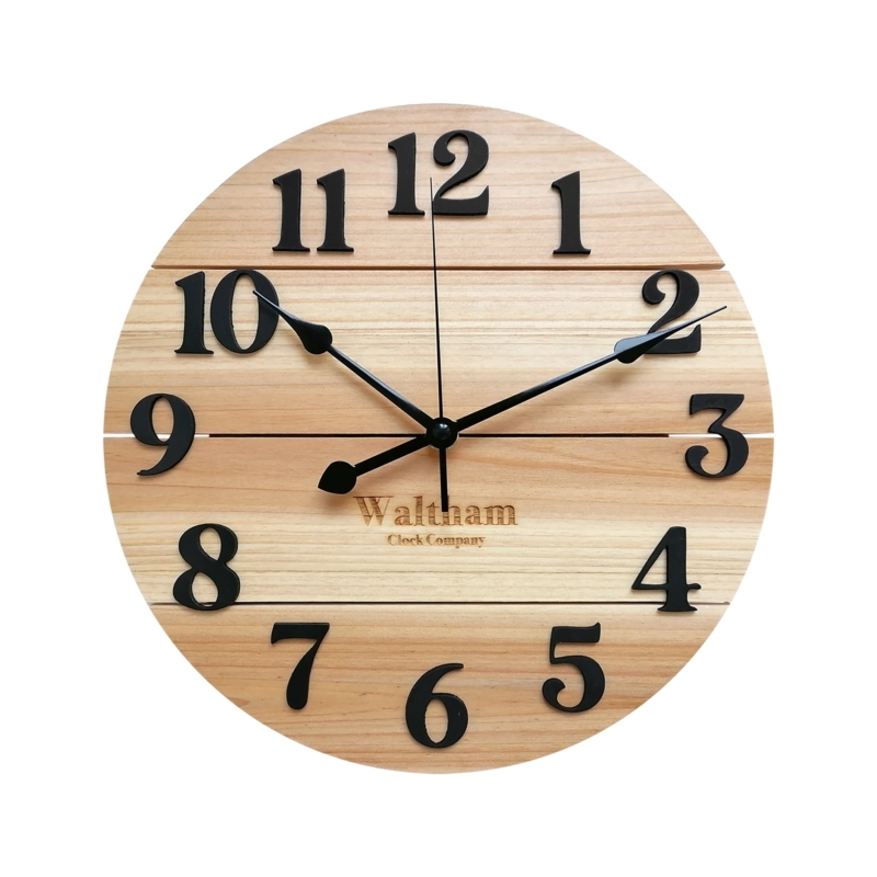 Minimalist Wood Wall Clock with Slim Baton Markers