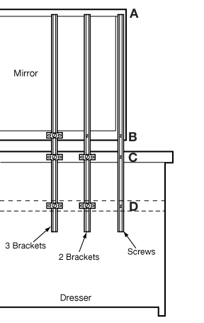 Mirror Support Hardware J-Bar Profile Metal Installation Clips
