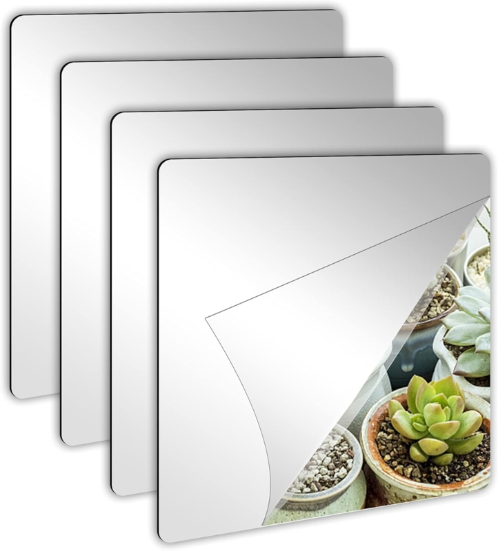 Mirror Tiles Square Frameless Flexible Self Adhesive Reflective