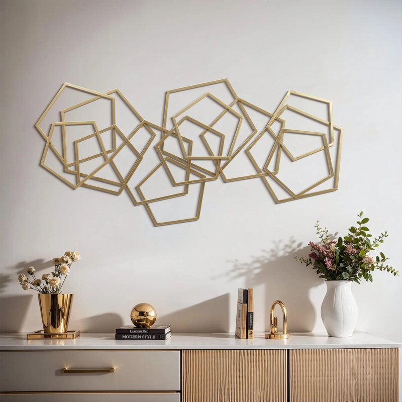 Mixed Metal Wall Art: Interconnected Rings, Dimensional Sculpture Accent