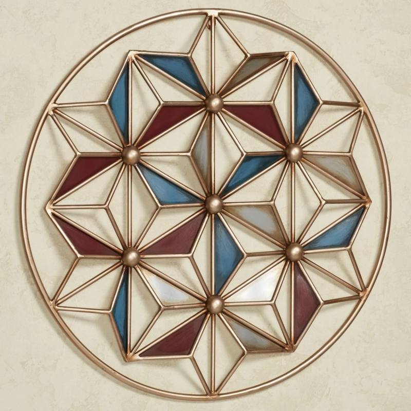 Mixed Tone Metal Sculpture: Circular Layered Geometric Design