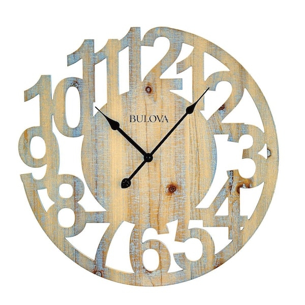 Modern Airy Wall Clock with Laser Cut Numbers and Natural Finish