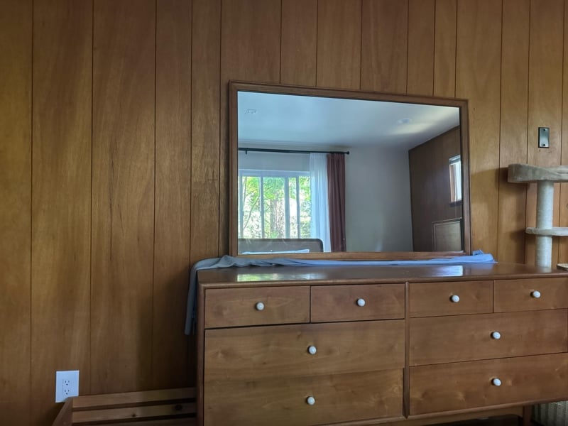 Modern Dresser with Pill Mirror Slim Black Hardware Light Wood