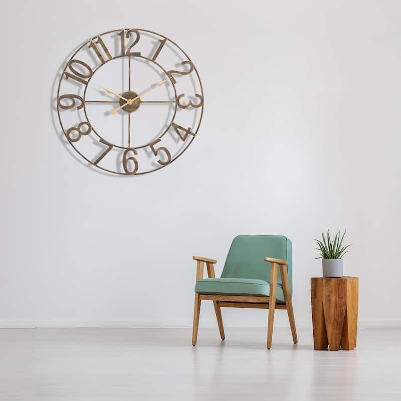 Modern Farmhouse Wall Clock Matte Black Skeleton Roman Numeral