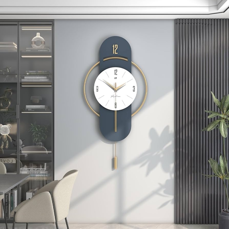 Modern Farmhouse Wall Clock with Gold Roman Numerals, Two-Tone Design