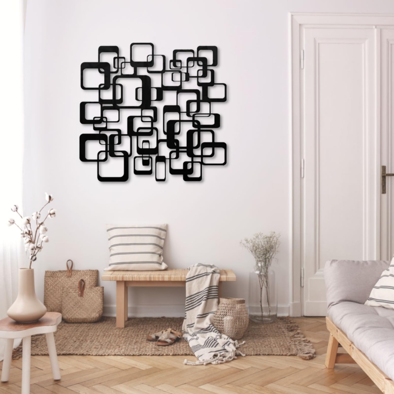 Modern Geometric Metal Wall Art: Interconnected Squares