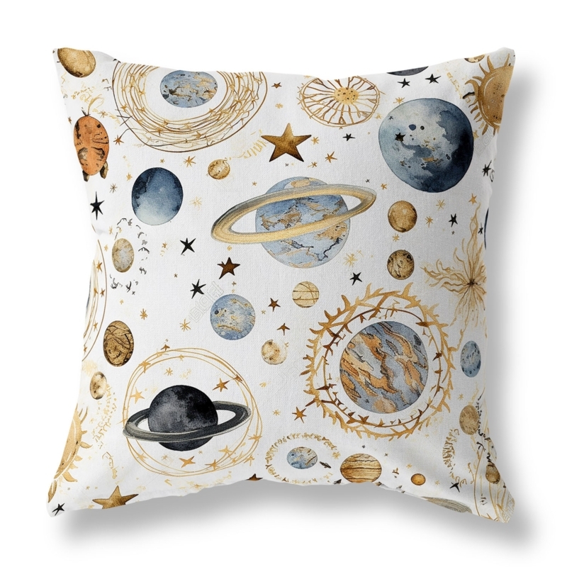 Modern Navy Throw Pillow with High Contrast Space Fusion Pattern.