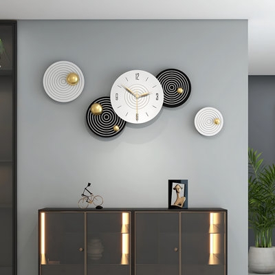 Modern Open Frame Clock Matte Black with Gold Hands Numeric Markers