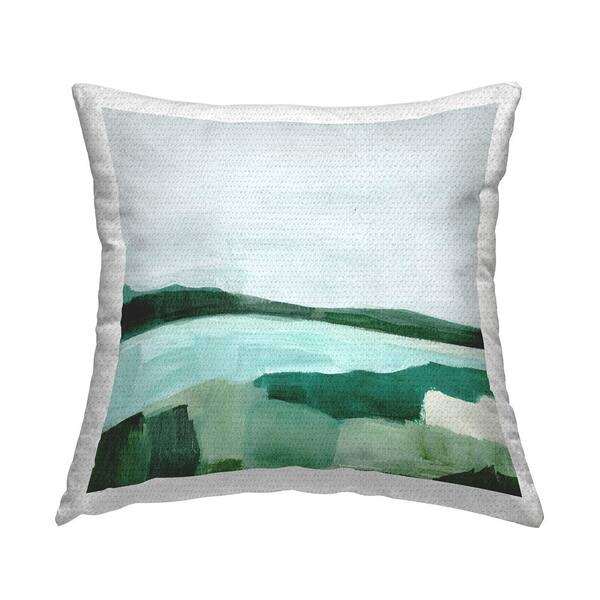 Modern Organic Throw Pillow Flowing Nature Print Teal