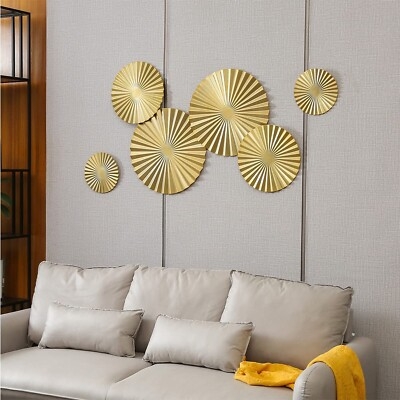 Modular Wall Art Set of 6 Overlapping Metallic Circles