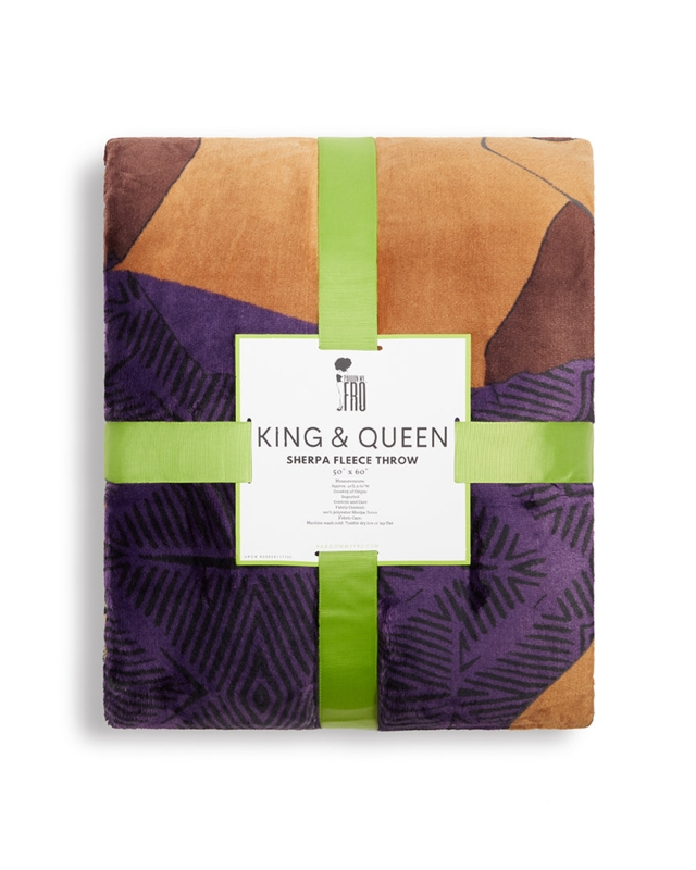 Monochrome Graphic Throw, Stylized King & Queen