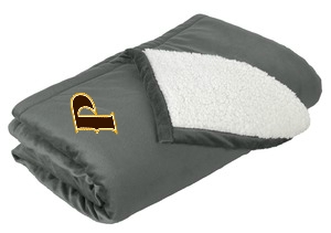 Monogrammed Sherpa Throw Blanket Heathered Gray 'P' Initial