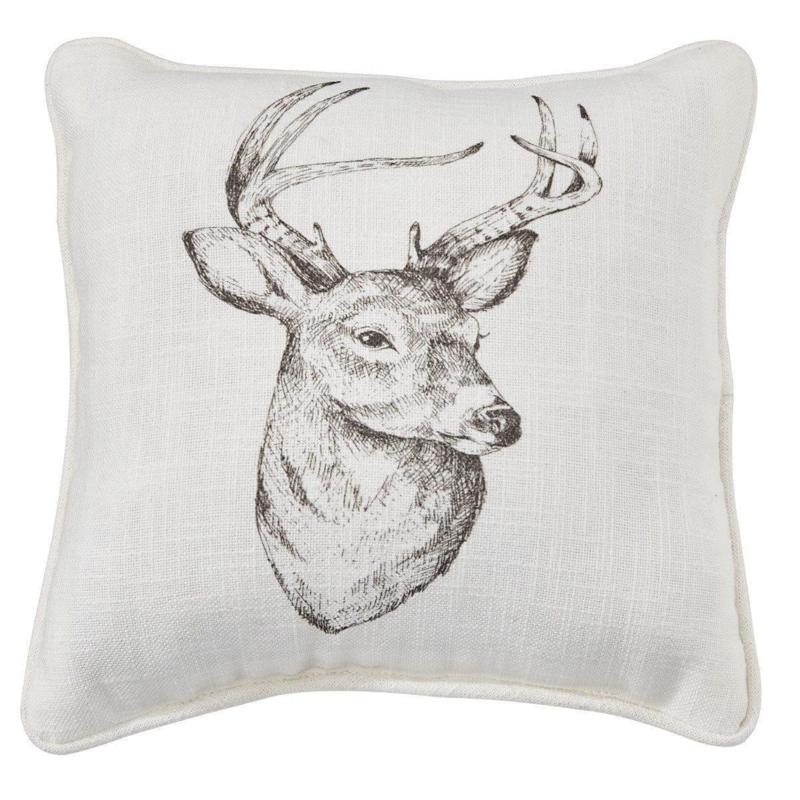 Mountain Landscape Throw Pillow with Wildlife Graphic Print