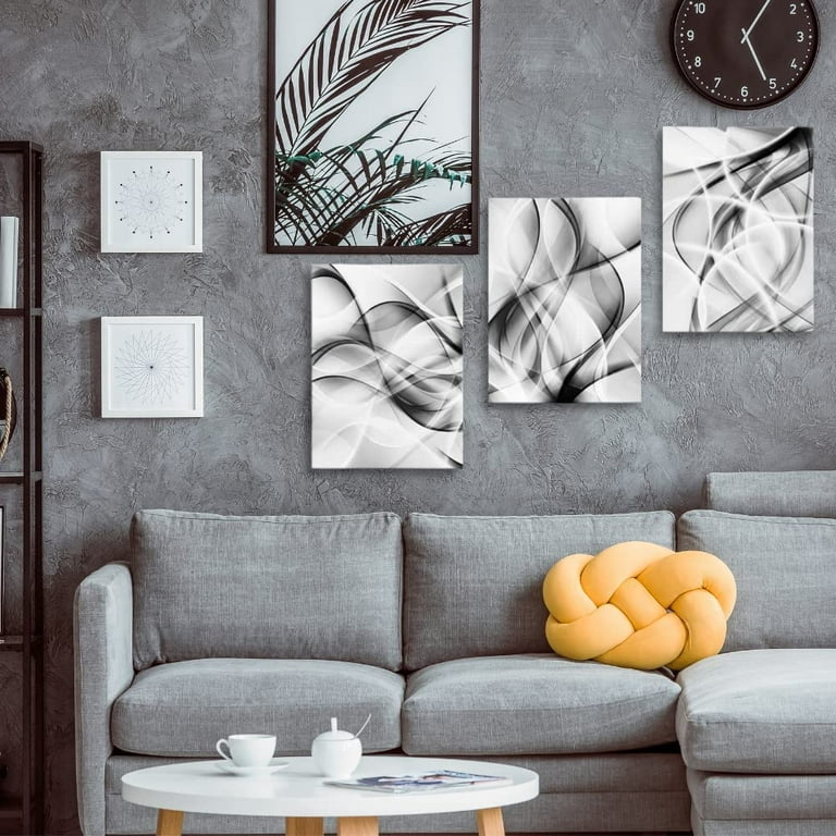 Multi Panel Wall Art Set Fluid Smoke Like Pattern Abstract Lines