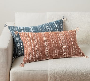 Multi Tonal Chunky Woven Lumbar Pillow Organic Texture