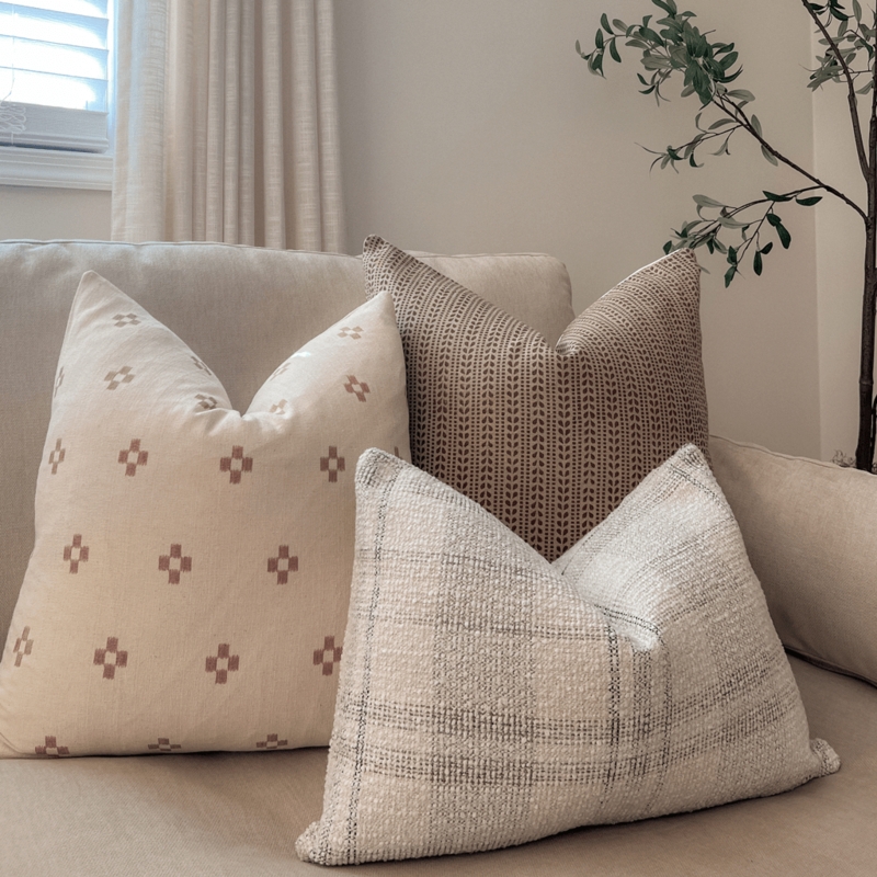 Multi Width Stripe Lumbar Pillow Cover Terracotta Blue Boho