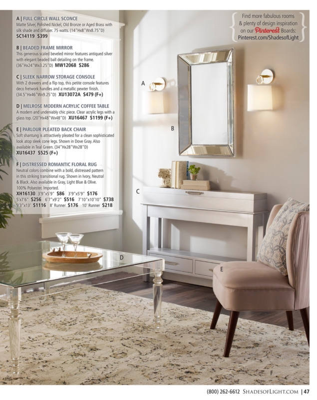 Narrow Pewter Console Table Entryway with Beaded Silver Mirror