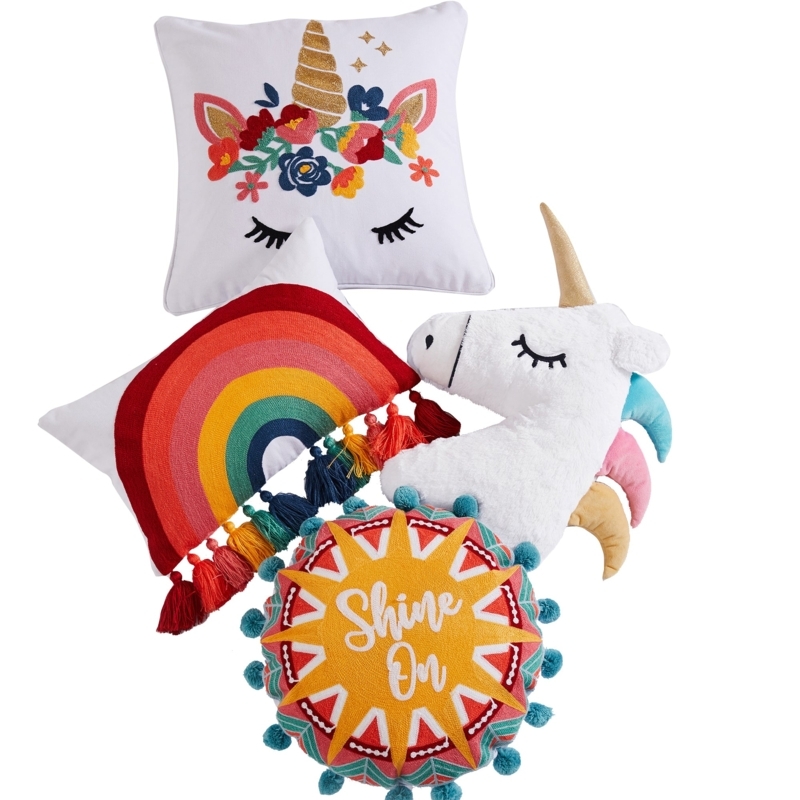 Nautical Shark and Whale Shaped Embroidered Pillows