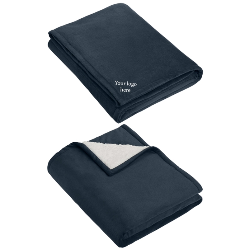 Nautical Theme Throw Blanket Navy Blue Fleece Lined