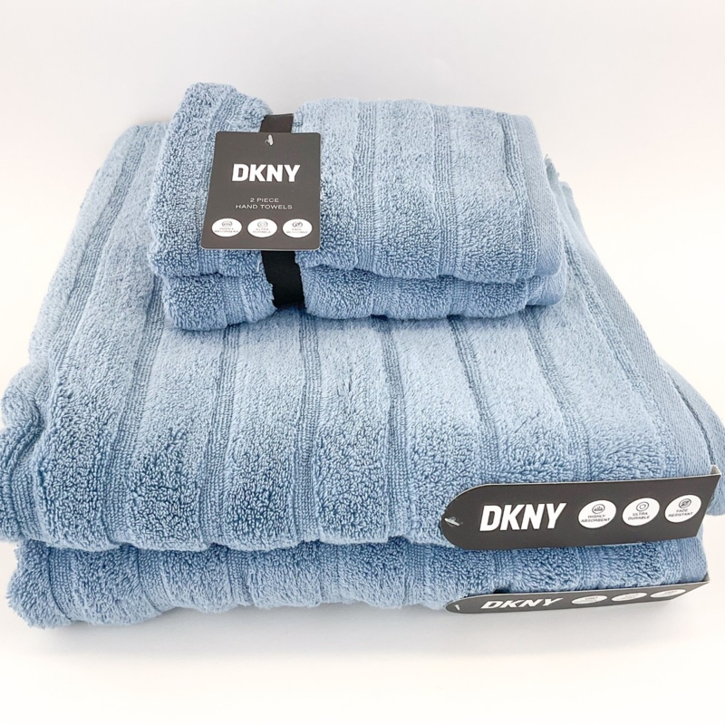 Navy Blue Bath Towel Set with Textured Dobby Border for Contemporary Bath