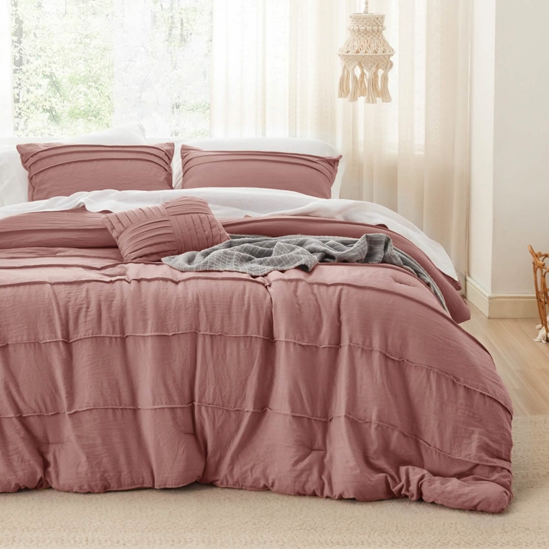 Navy Blue Comforter Set with Geometric Pinch Pleat Details