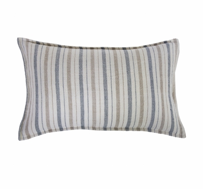 Ocean Blue Lumbar Pillow with Slubby Weave and Two-tone Fringe.