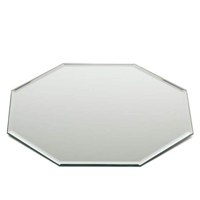 Octagon Mirror Frameless Polished Beveled Edges Minimalist Centerpiece