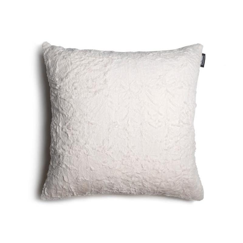 Off-white Throw Pillow Cover with Shaggy Texture.