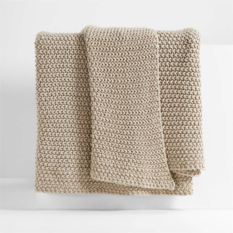 Organic Cotton Throw Blanket with Chunky Knit & Oversized Scale